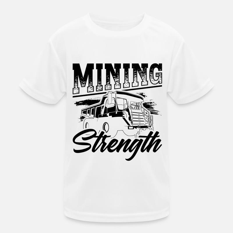 Mining Strength Mining Trucker Coal Mine Truck Kids Functional T-Shirt