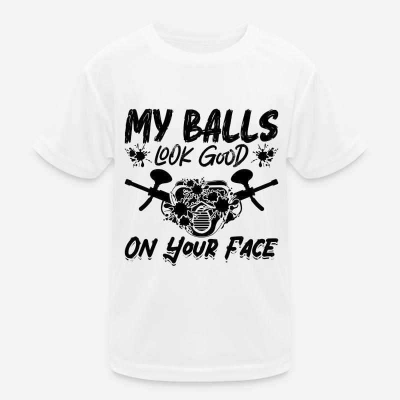 My Balls Look Paintball Splatter Paintball Player Kids Functional T-Shirt