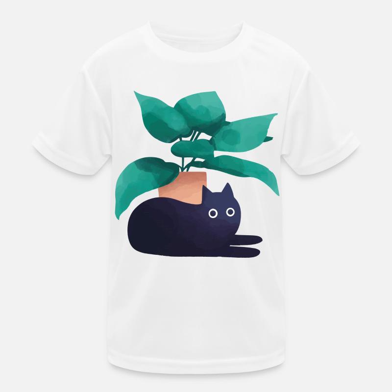 Katzen vor Blumentopf Kinder Funktions-T-Shirt