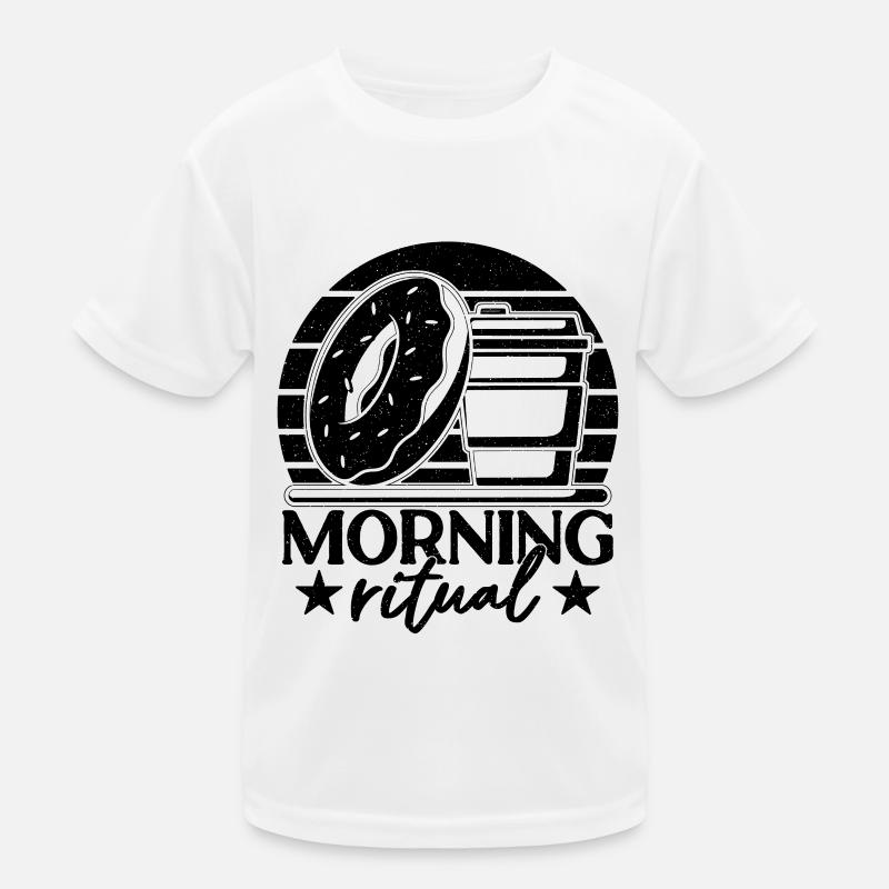 Morning Ritual Breakfast Coffee & Donuts Lover Kids Functional T-Shirt
