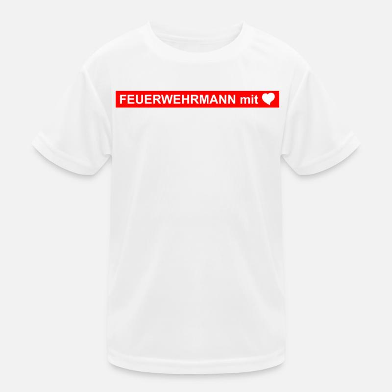 Feuerwehrmann mit Herz Kinder Funktions-T-Shirt