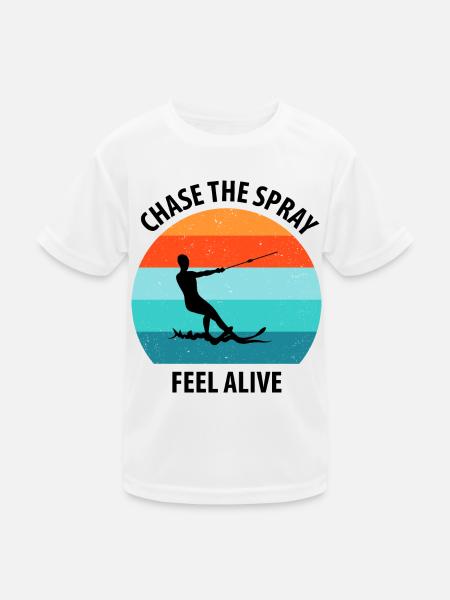 Water skis, water skis, water skiers - Kids Functional T-Shirt - white - Front