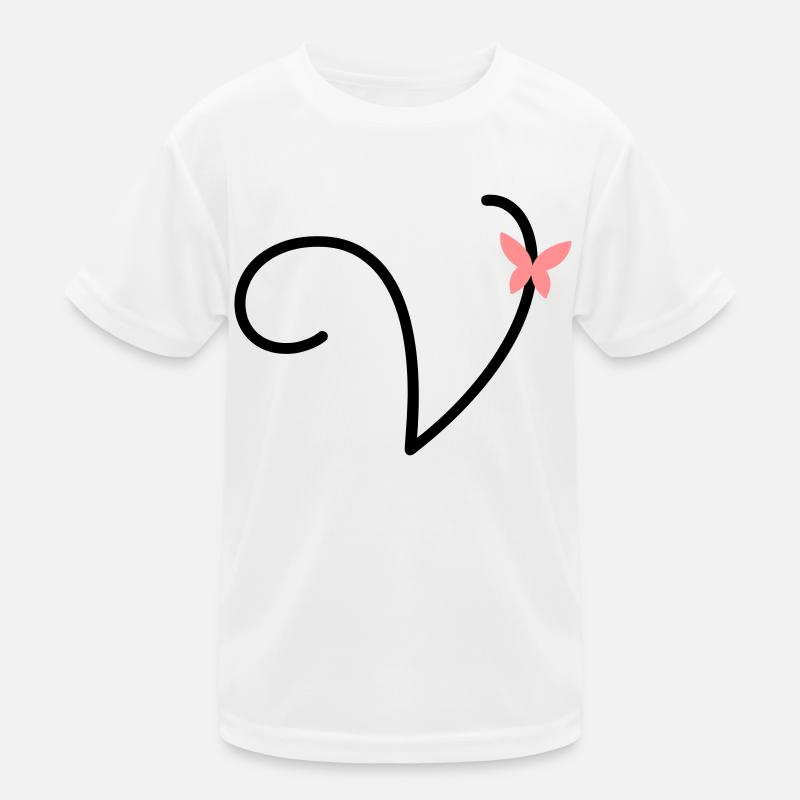 Buchstabe V Schmetterlingsbuchstabe Kinder Funktions-T-Shirt