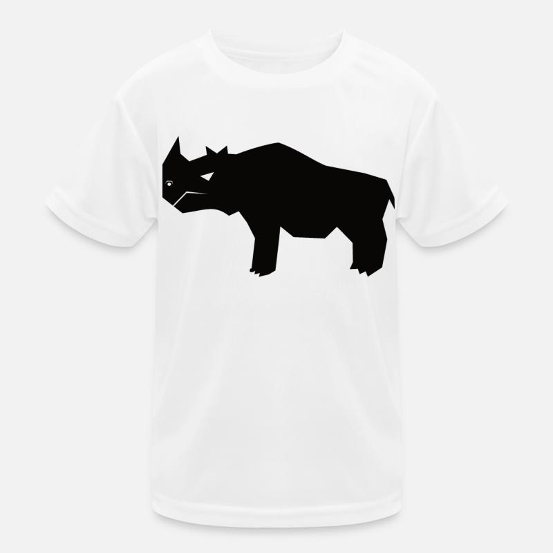 Angular Black Rhinoceros Silhouettes Design Kids Functional T-Shirt