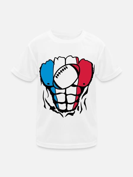 rugby2 france corps muscle drapeau - T-shirt sport Enfant - blanc - Devant