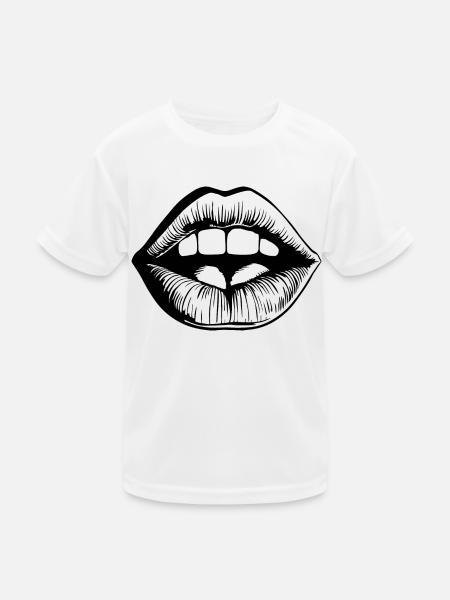 Lippen Mund Kussmund - Kinder Funktions-T-Shirt - Weiß - Vorne