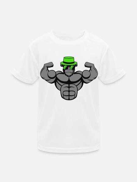 strong gorilla - Kinder Funktions-T-Shirt - Weiß - Vorne