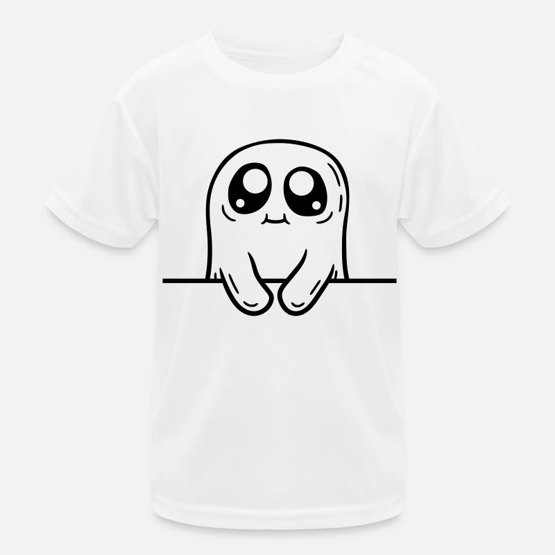 Cartoon Ghost Behind Wall Kids Functional T-Shirt