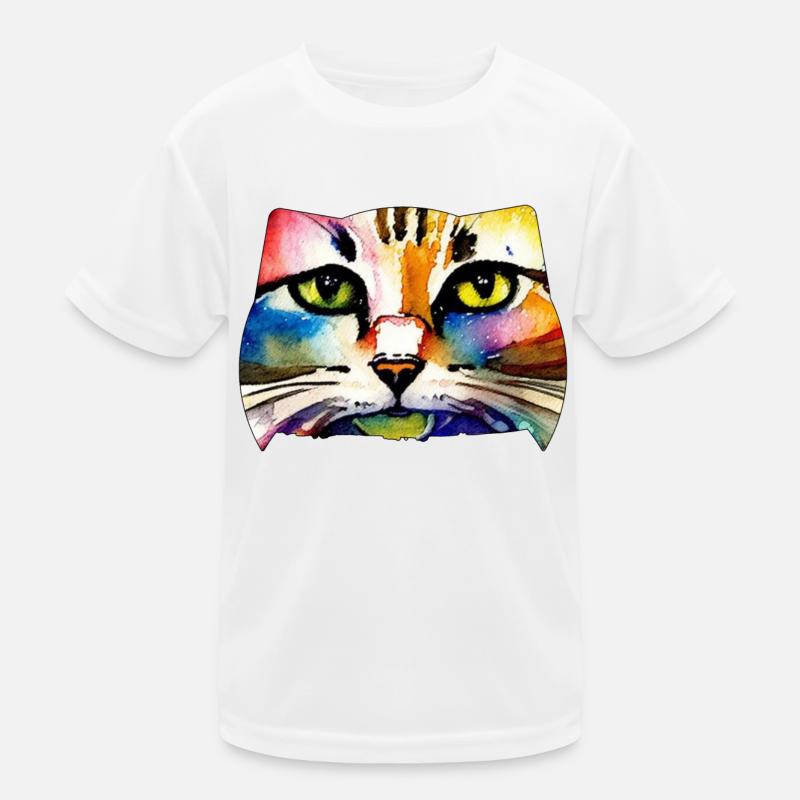Katzengesicht 7 Kinder Funktions-T-Shirt