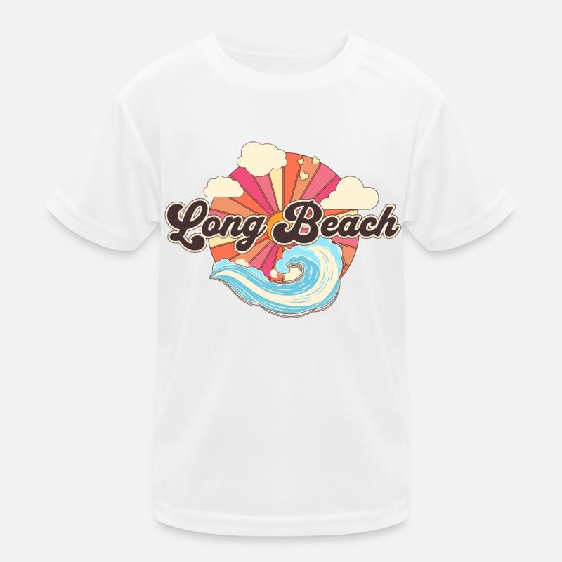 Long Beach California Retro Beach Kids Functional T-Shirt