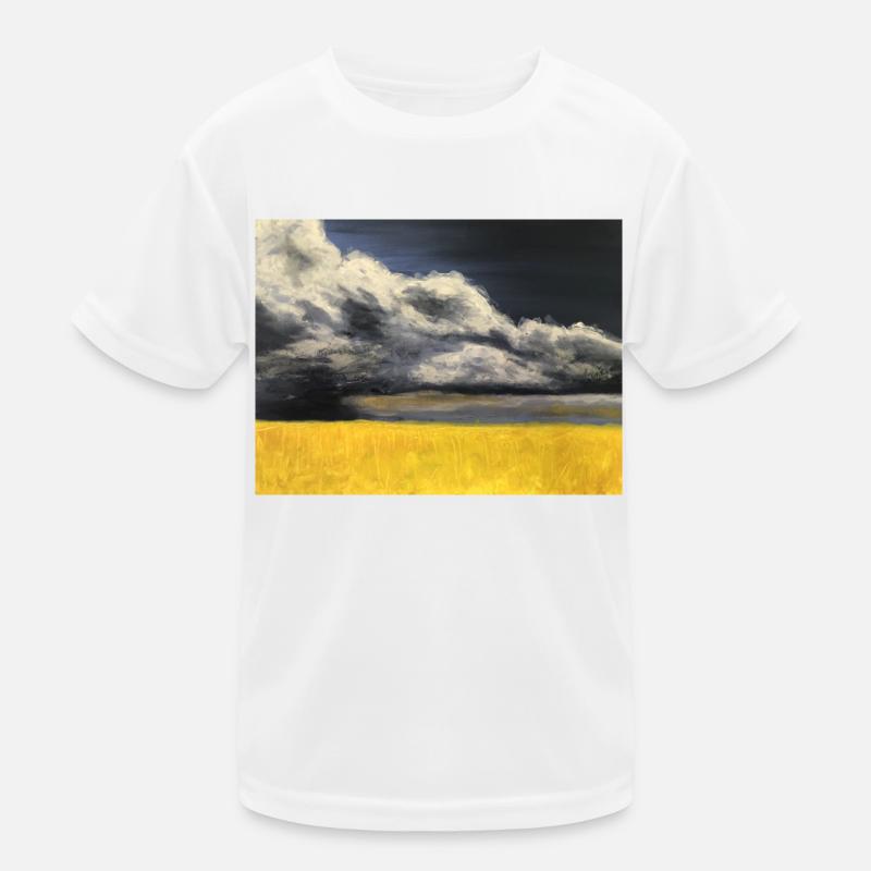 Rabsfeld vor Gewitterwolken Kinder Funktions-T-Shirt