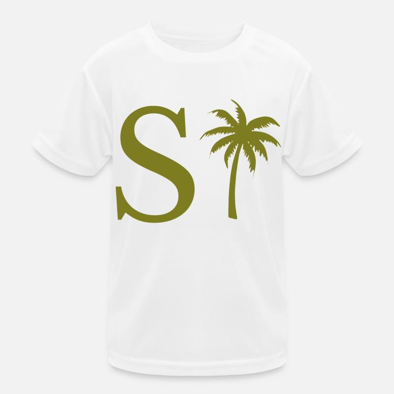 Letter s Green Palm Kids Functional T-Shirt