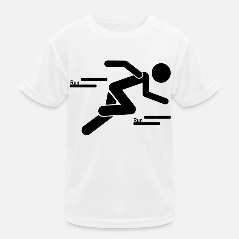 RUN Stickman - Kinder Funktions-T-Shirt - Weiß