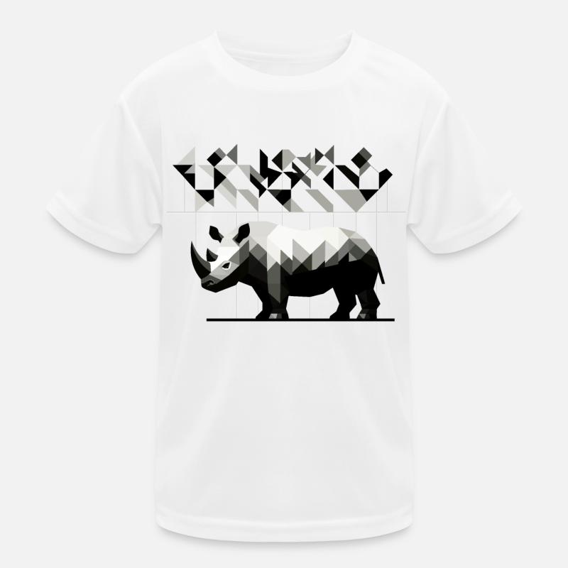 Geometric Rhinoceros Kids Functional T-Shirt