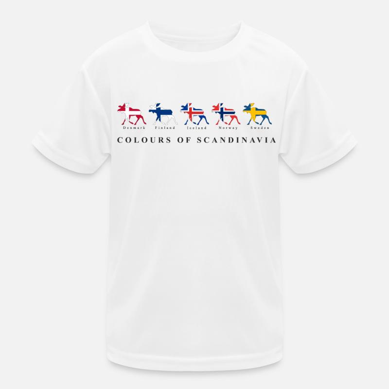 COULEURS DE SCANDINAVIA Elk avec drapeaux T-shirt sport Enfant