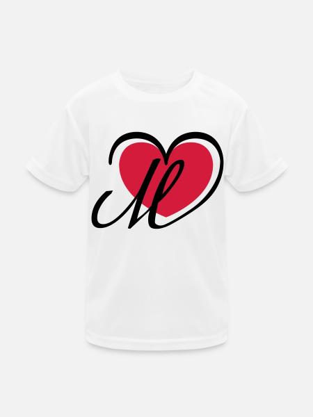 Liebe Herz Buchstabe M - Kinder Funktions-T-Shirt - Weiß