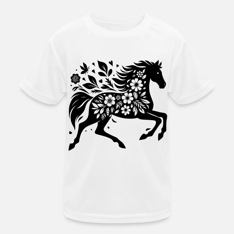 Fleurs De Silhouette De Cheval T-shirt sport Enfant