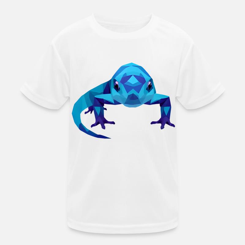 Vibrant Blue Lizard in Motion Kids Functional T-Shirt