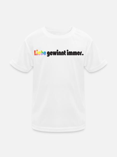 Liebe gewinnt immer Frieden Statement Vielfalt - Kinder Funktions-T-Shirt - Weiß - Vorne