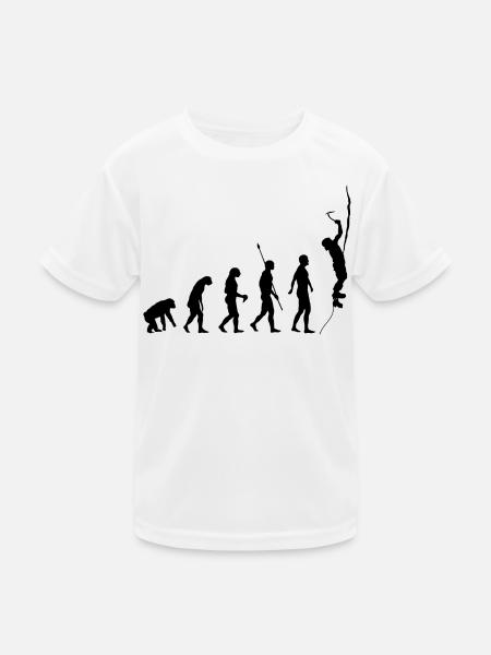 Evolution des Menschen, Eisklettern, Eiskletterer - Kinder Funktions-T-Shirt - Weiß - Vorne