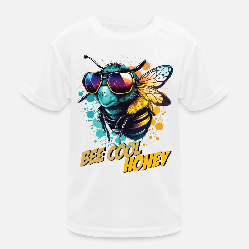 Graffiti Hummel mit Sonnenbrille Bee Cool Honey Kinder Funktions-T-Shirt