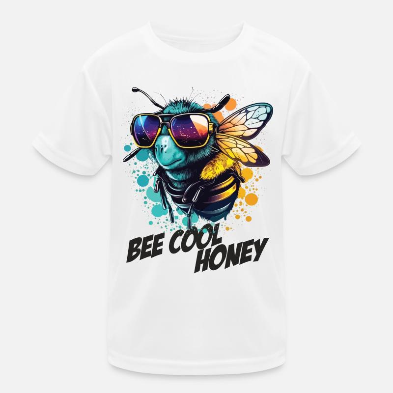 Graffiti Hummel mit Sonnenbrille Bee Cool Honey Kinder Funktions-T-Shirt