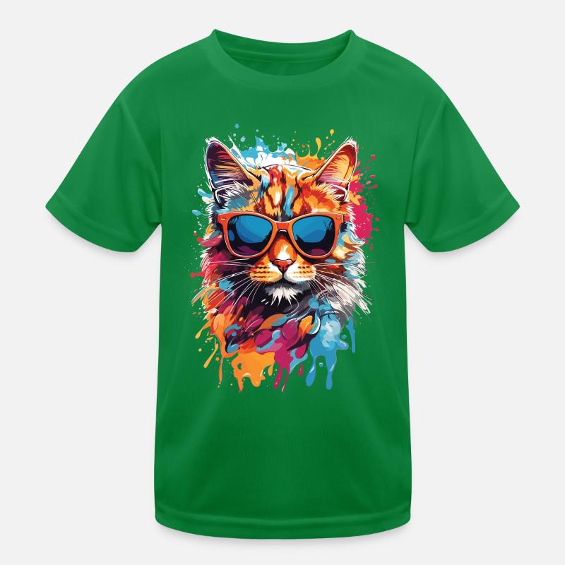 Chat cool avec des lunettes de soleil dans le graffiti look coloré T-shirt sport Enfant