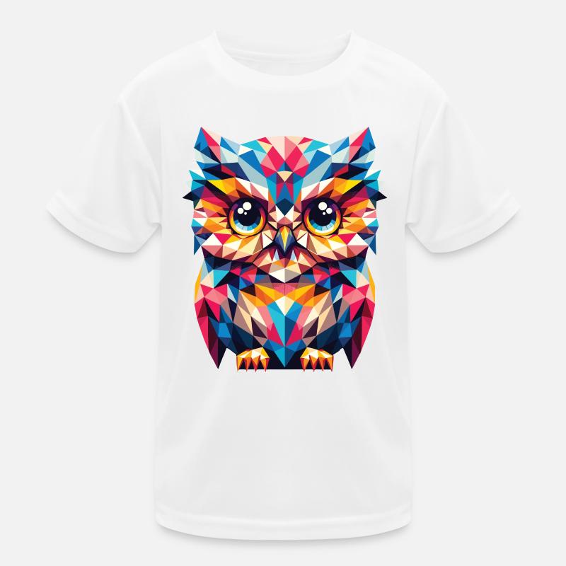 Polygon Eule geometrisch - Kinder Funktions-T-Shirt - Weiß