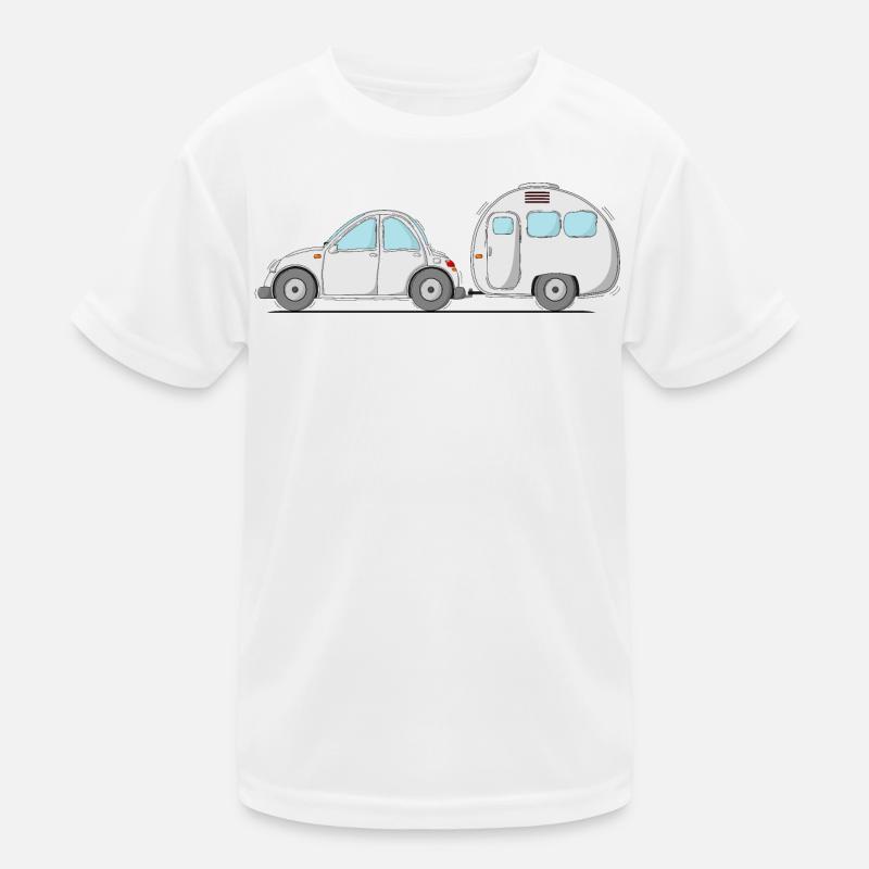 Car with caravan grey Kids Functional T-Shirt