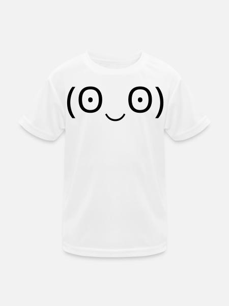 Staunendes Emoticon (ʘ‿ʘ) große Augen - Kinder Funktions-T-Shirt - Weiß - Vorne