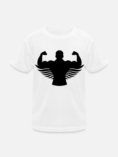 body building angel - Kinder Funktions-T-Shirt - Weiß - Vorne