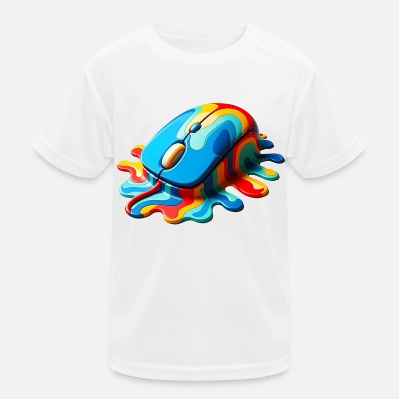 Melting Rainbow Computer Mouse - Kids Functional T-Shirt - white