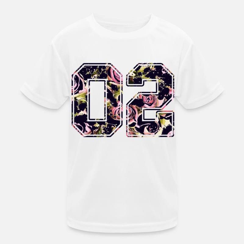 Number two 02 roses pattern - Kids Functional T-Shirt - white