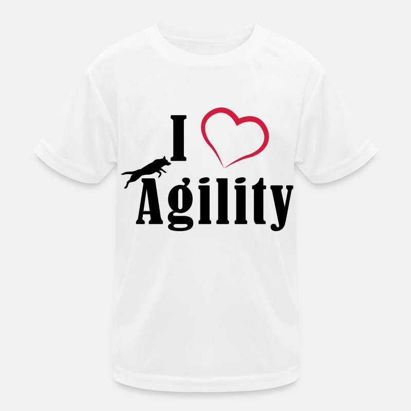 I Love Agility - Kinder Funktions-T-Shirt - Weiß
