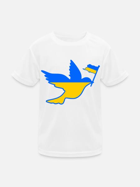 UKRAINE - Kinder Funktions-T-Shirt - Weiß - Vorne