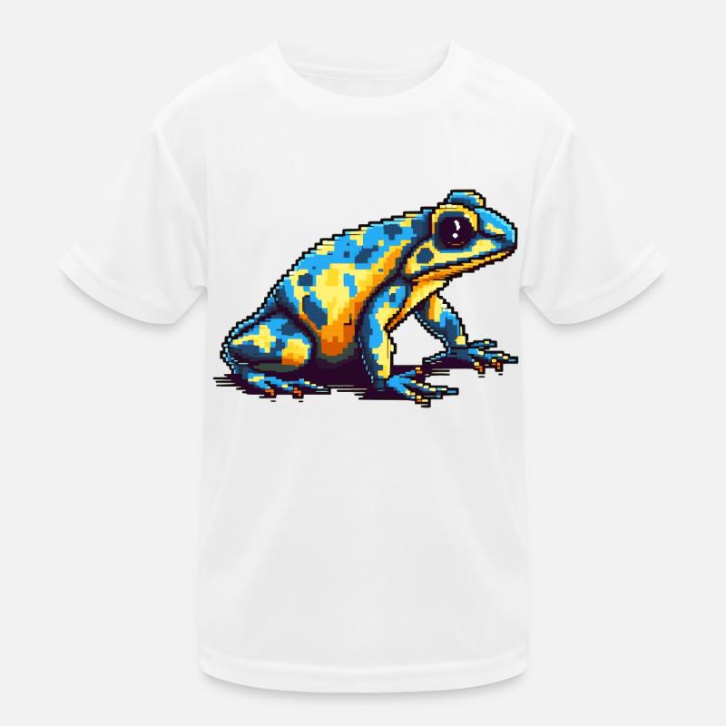 Bunter Pixel 8 Bit Pfeilgiftfrosch Kinder Funktions-T-Shirt