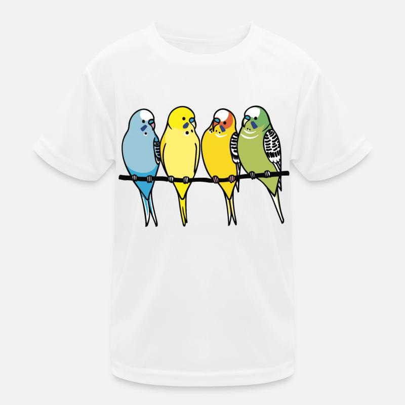 Wellensittich, Wellensittiche auf einer Stange Kinder Funktions-T-Shirt