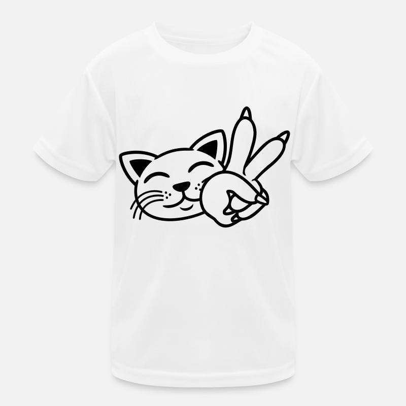 Signe de la main Paix Chat Visage T-shirt sport Enfant