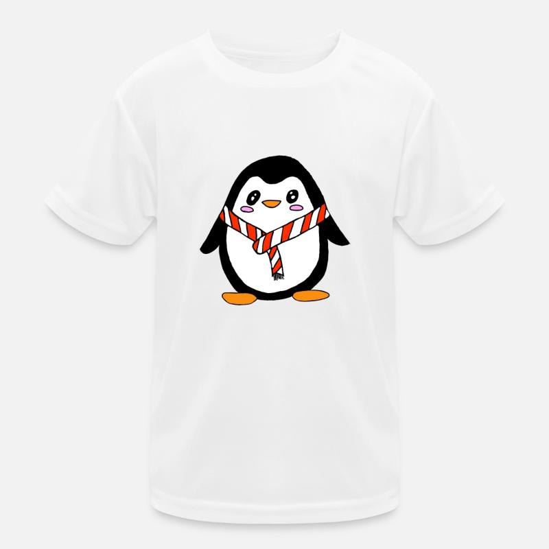 Pinguin mit Schal Kinder Funktions-T-Shirt