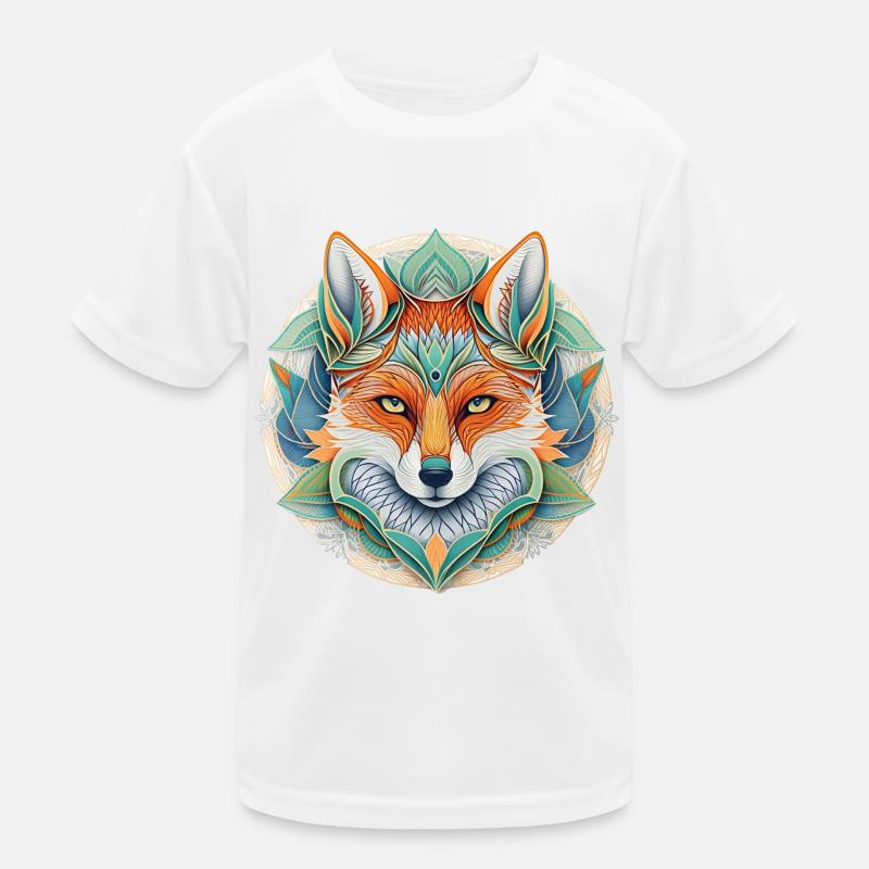 mystical fox mandala natural compound Kids Functional T-Shirt