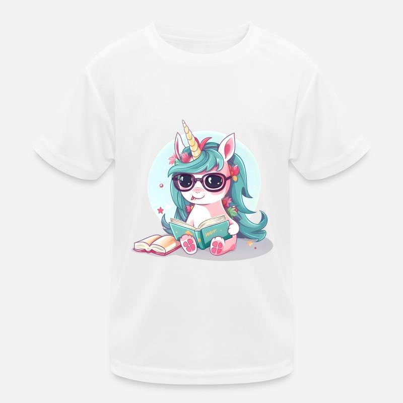 Einhorn liest ein Buch Kinder Funktions-T-Shirt