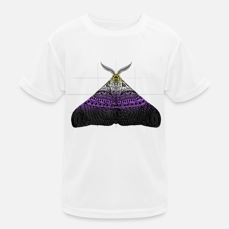 Non Binary Pride Moth Motif A - Kids Functional T-Shirt - white