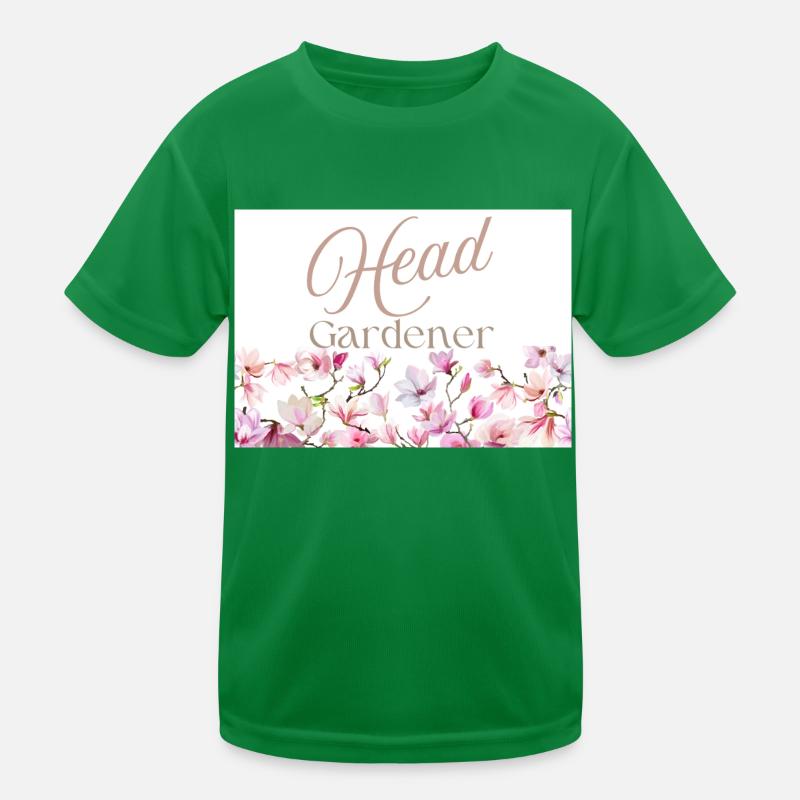 Head Gardener Elegant Script with Floral Border Kids Functional T-Shirt