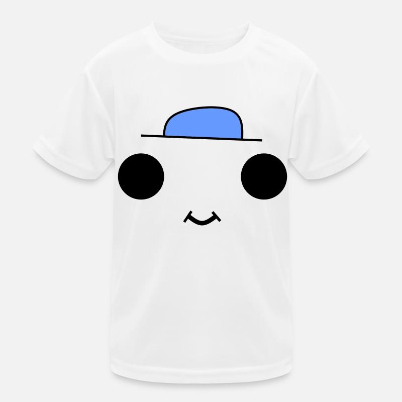 Cute face with a blue hat - Kinder Funktions-T-Shirt - Weiß