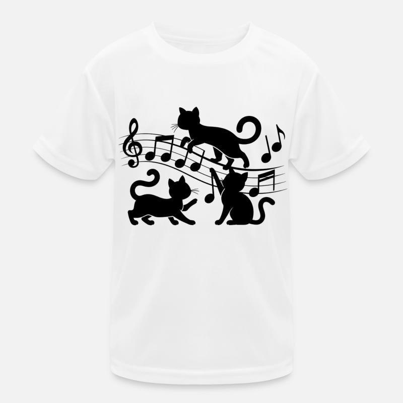 Black cats pattern playing with musical note Kids Functional T-Shirt