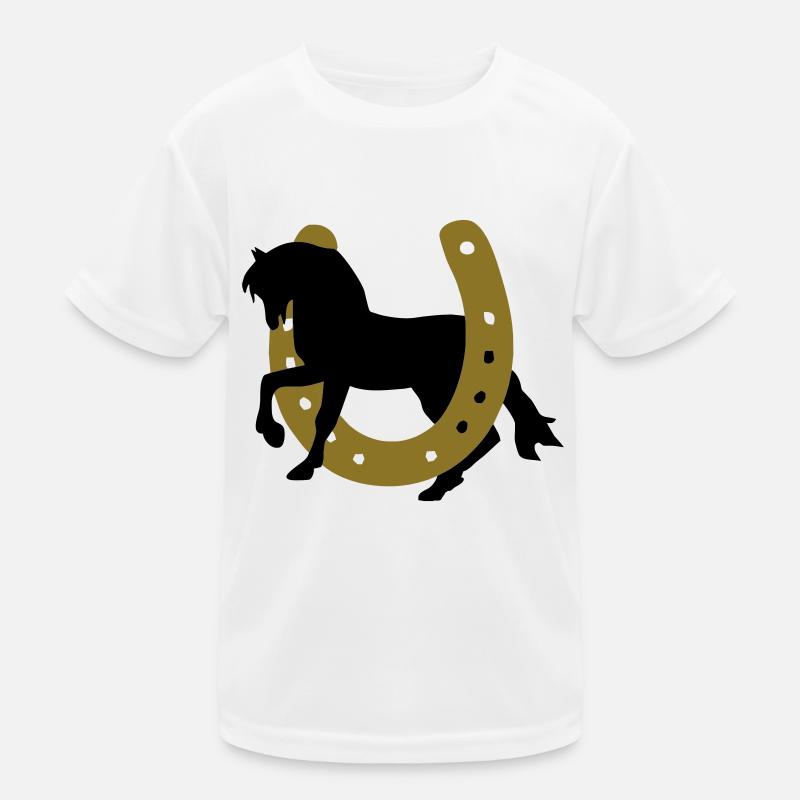 Pferd mit Hufeisen Kinder Funktions-T-Shirt