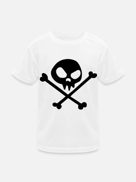 skull pirat tribal skull in a funny comics cartoon - Kids Functional T-Shirt - white - Front