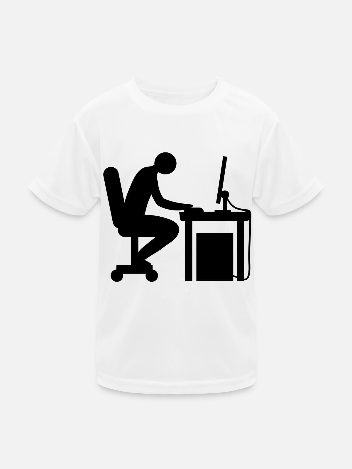 Computer desk nerd - Kids Functional T-Shirt - white - Front