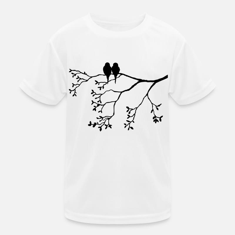 Vogelpaar on thin branch - Kids Functional T-Shirt - white