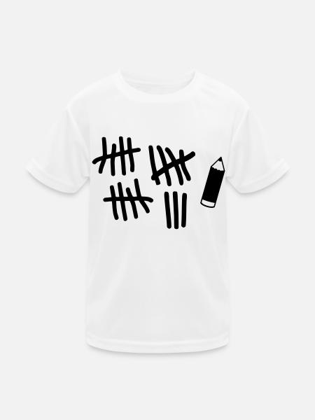 Striche - Stift - Kinder Funktions-T-Shirt - Weiß - Vorne
